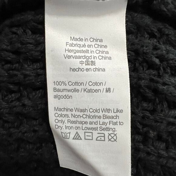 J Crew Black 3/4 Sleeve Chunky Knit Turtleneck Sweater Size Medium Large - Picture 8 of 8